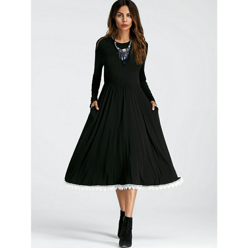 Contras Crochet Hem Swing Dress
